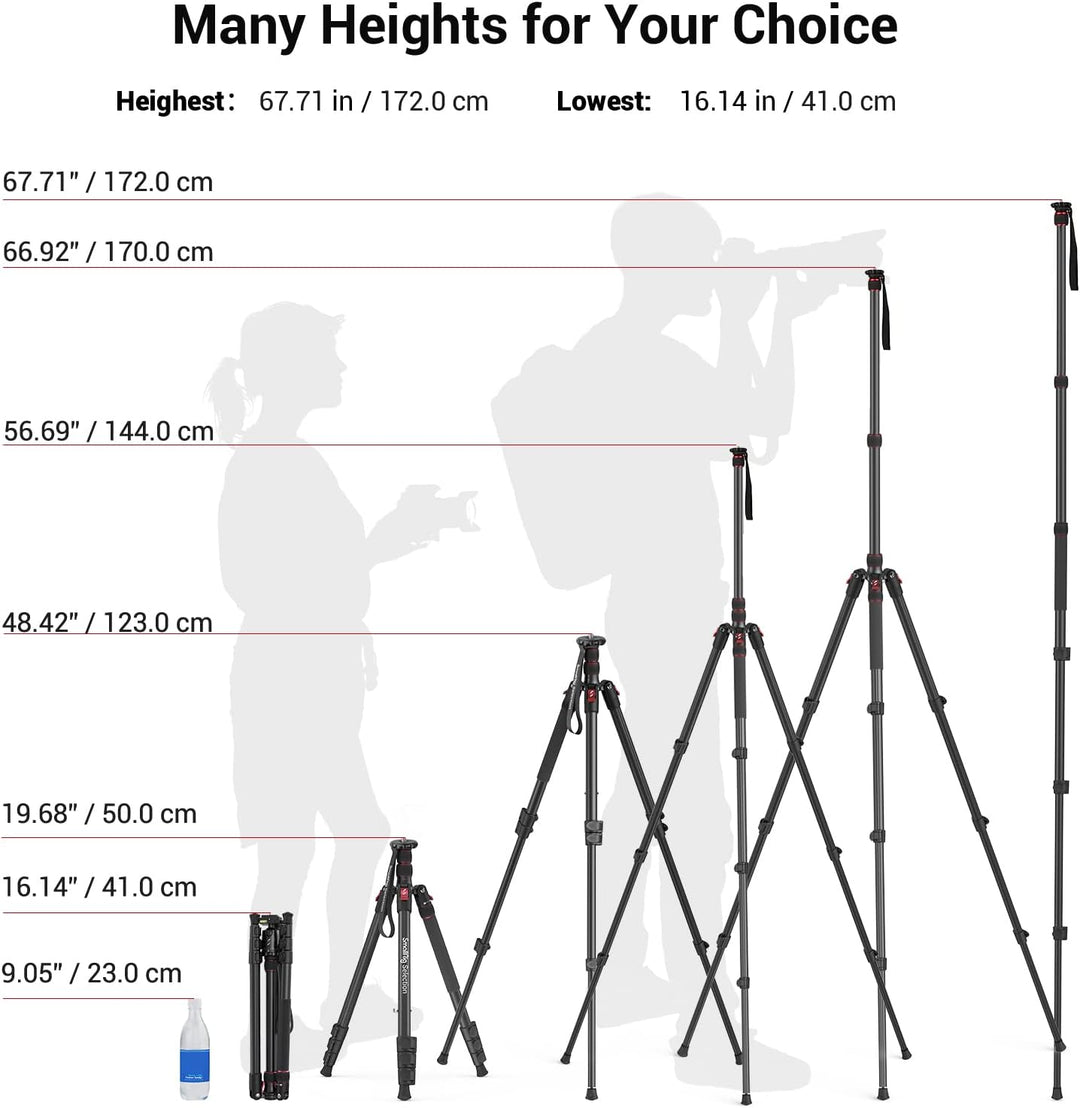 SmallRig 68" Reisestativ mit 1/4"-20 Screw, Portable Aluminum Tripod Monopod für Reise und Freizeitf