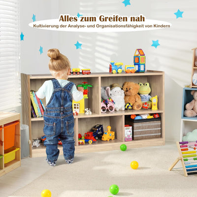 COSTWAY Kinder Spielzeugschrank Holz, Spielzeugregal mit 2 grossen Fächern und 3 kleinen Fächern, of