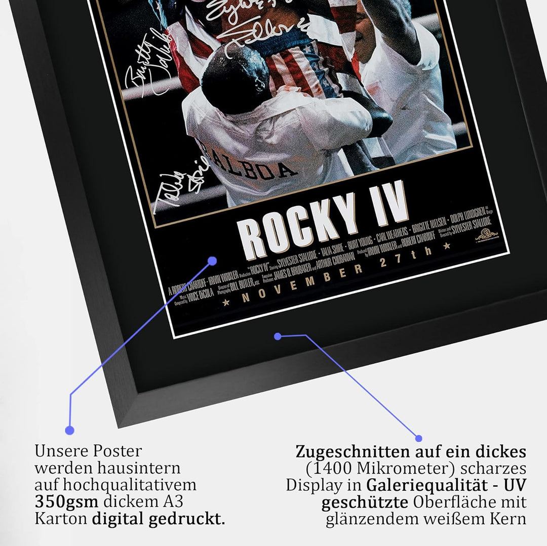 HWC Trading Rocky IV The Cast Rocky 4 Sylvester Stallone Dolph Lundgren Gifts Poster mit Autogramm f