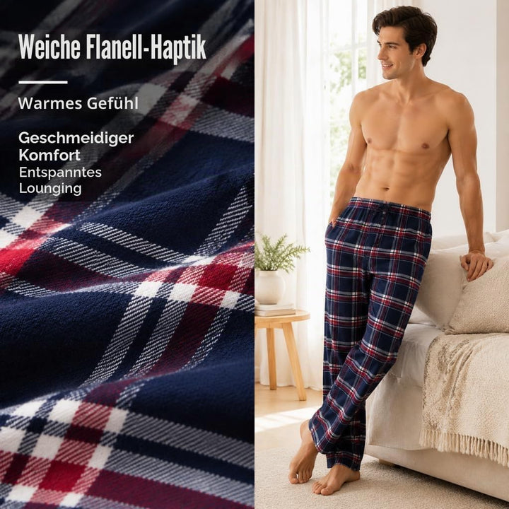 JTPW Herren 100% Baumwolle Flanell Bequeme Pyjama/Lounge Bottoms mit Taschen S Blue White Plaid, S B