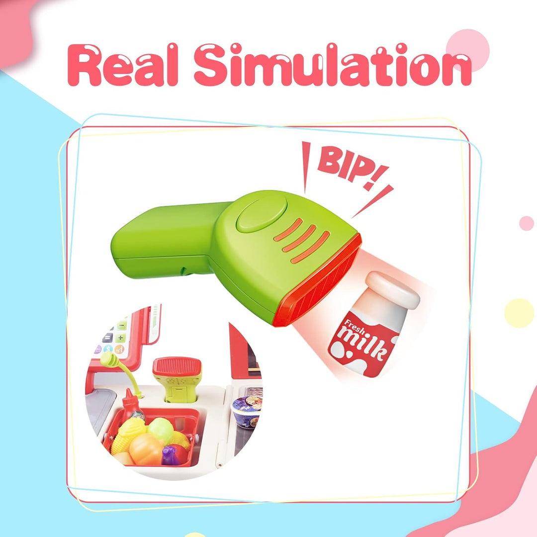 RedCrab Spielzeug Kasse Kinder, Supermarktkasse Spielkasse Rollenspielzeug Kasse mit Rechnerfunktion