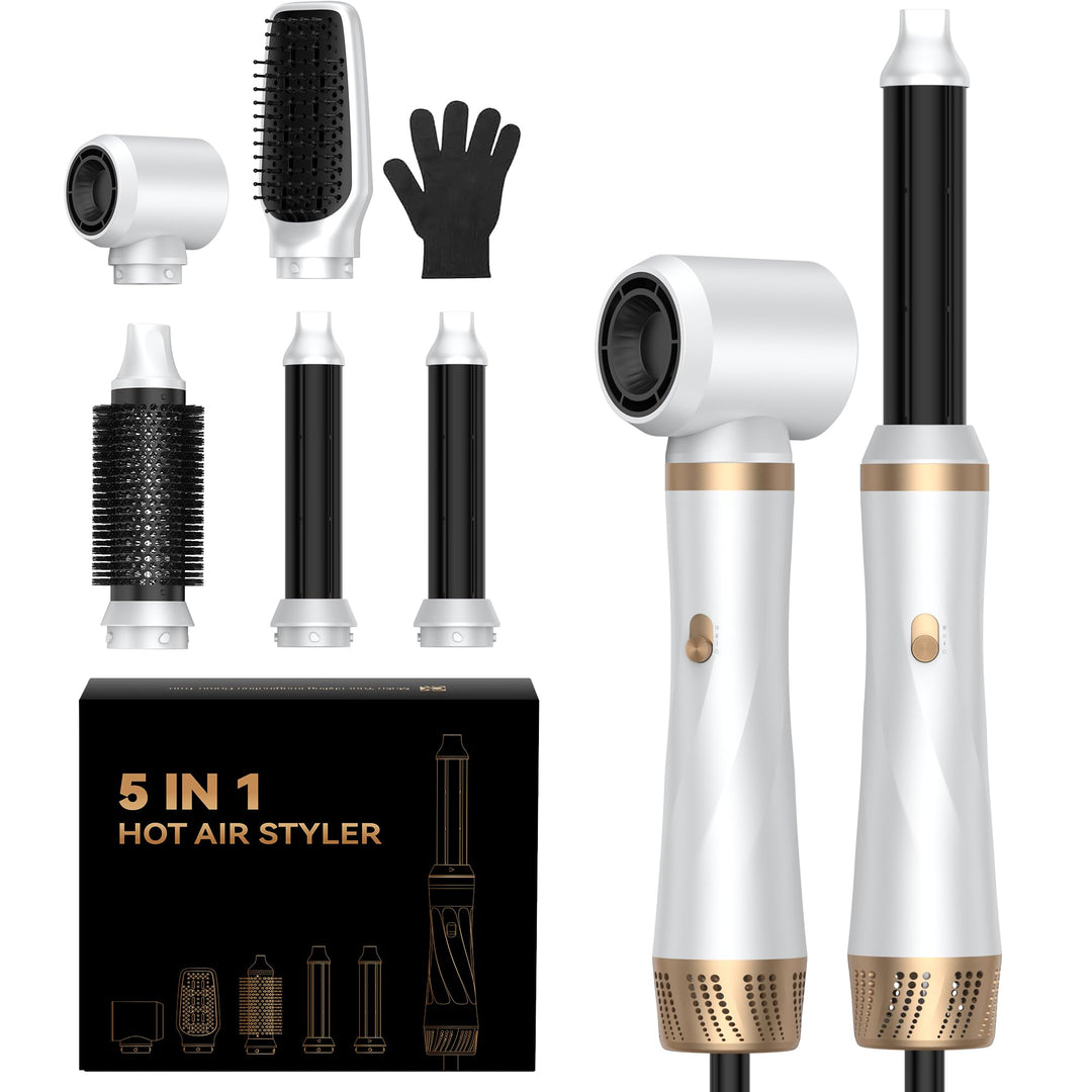 Airstyler 5 IN 1 Hairstyler, 1000W Lockenstab Föhnbürste mit warmluftbürste，rundbürstenföhn, Lockens