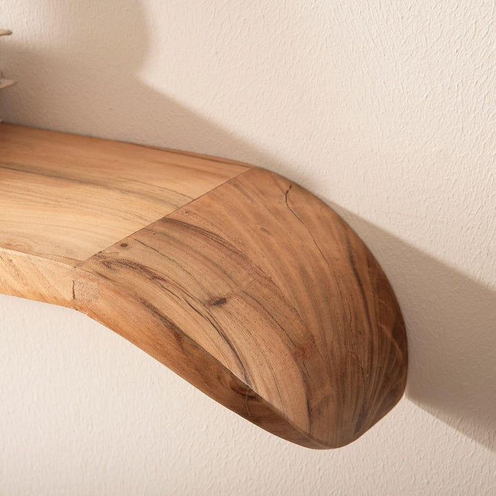 FineBuy Wandregal Mango Massivholz 120cm · Hängeregal mit geschwungenen Enden · Handgefertigtes Rega