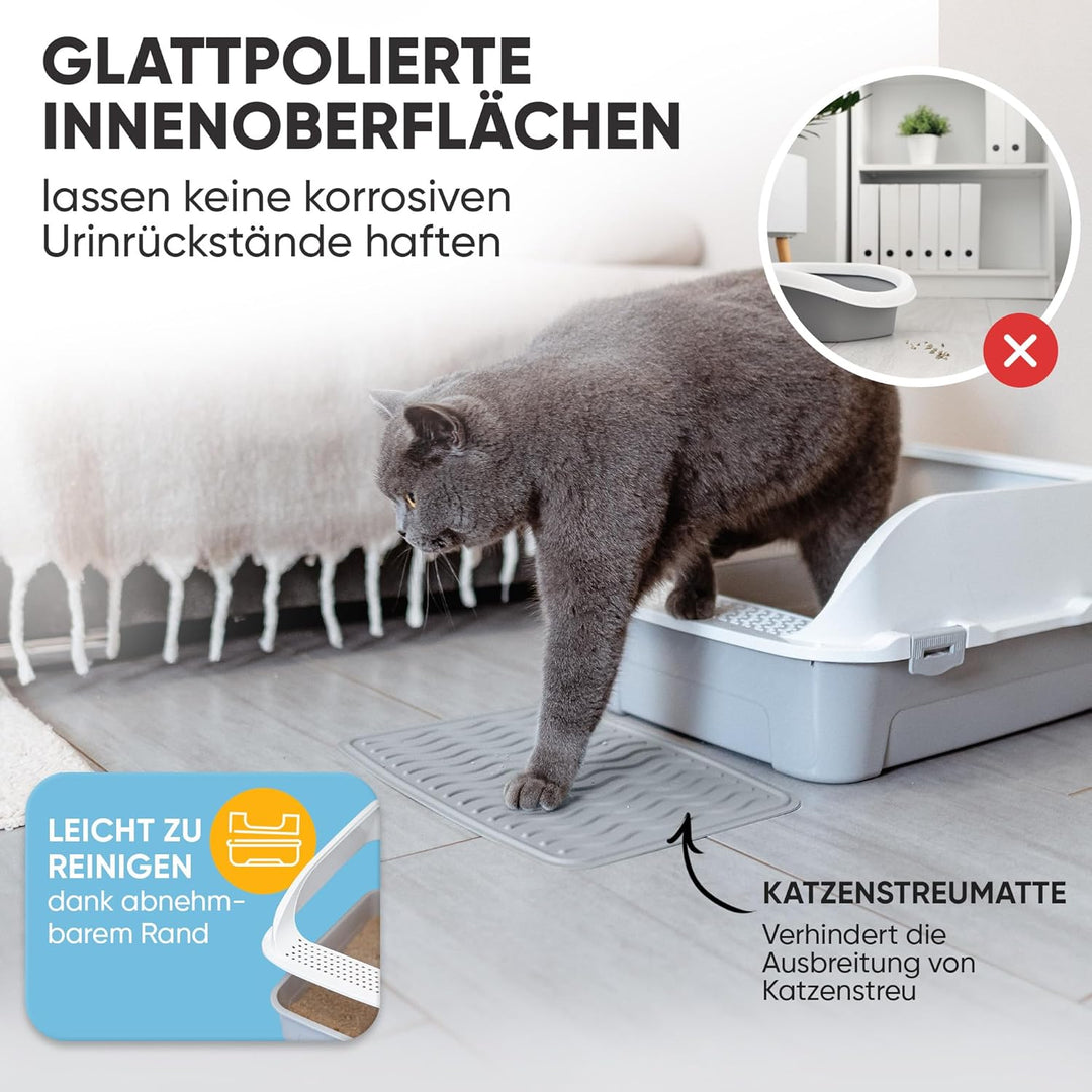 CROPLAS Katzenklo offen hoher Rand, Katzenklo ohne Deckel, Katzenklo gross, offenes Katzenklo, Katze
