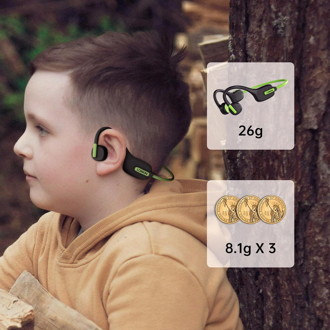 LOBKIN Kinder Kopfhörer Open Ear, Bluetooth 5.3 Kinder Luftleitung Wireless Lightweight Earbuds IPX5