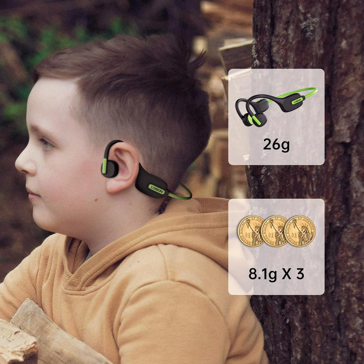 LOBKIN Kinder Kopfhörer Open Ear, Bluetooth 5.3 Kinder Luftleitung Wireless Lightweight Earbuds IPX5