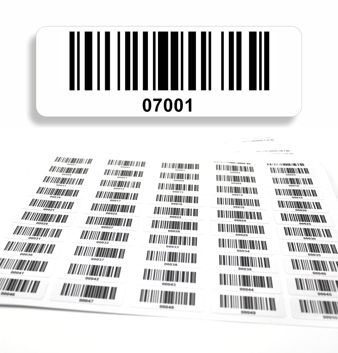 Barcodeetiketten 7001-8000 fortlaufend 5-stellig DGUV Prüfung Barcode Etiketten 1.000 Stck Strichcod