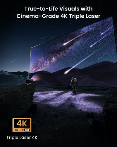 JMGO N1S Ultimate Beamer 4K Triple Laser, 3500 ANSI Lumen Projektor mit GTV Netflix, Gimbal Echtzeit