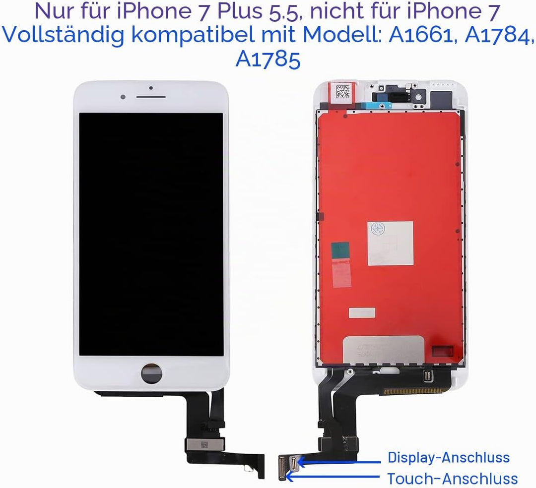 GOLDWANGWANG Display für iPhone 7 Plus LCD Touch Screen Digitizer Ersatz Bildschirm mit komplett kos