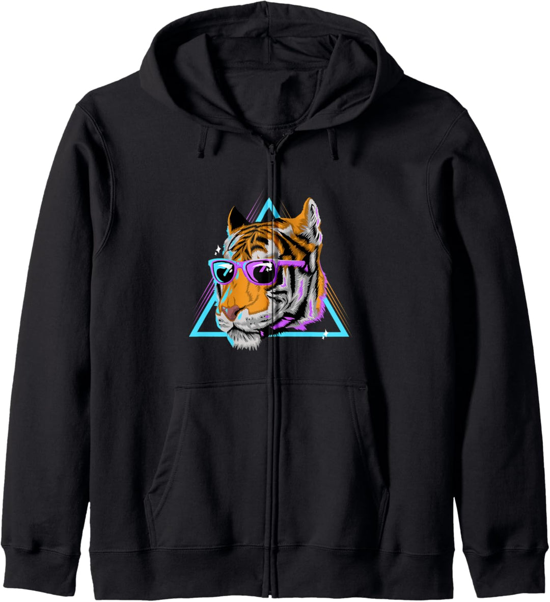 Tiger 80er 80s Geschenk - Achtziger Grosskatze Raubkatze Kapuzenjacke