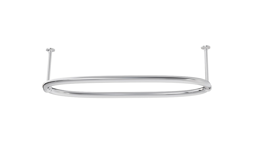 AQUAWORLD Traditionelle grosse ovale Duschvorhangstange für Badewanne mit verstellbaren Deckenstrebe
