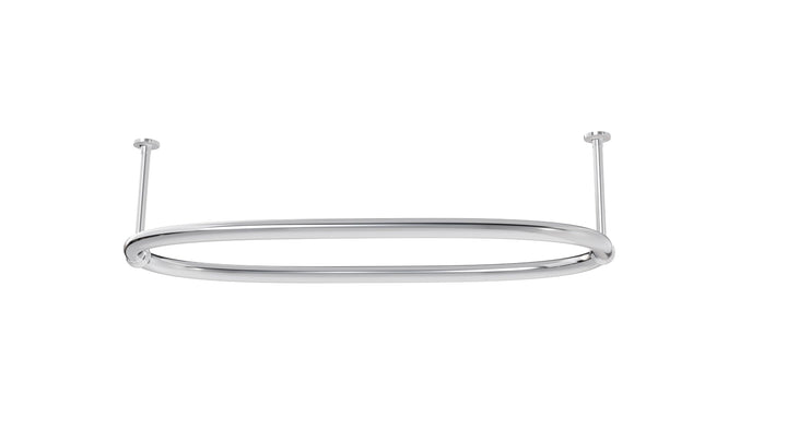 AQUAWORLD Traditionelle grosse ovale Duschvorhangstange für Badewanne mit verstellbaren Deckenstrebe