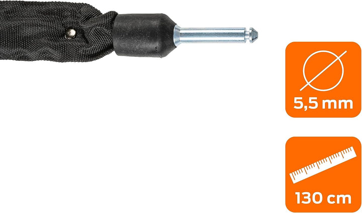 AXA Einsteckkette ULC130 schwarz Länge 130cm, Stärke 5,5mm, sw, 10mm Pin, 59571395SS