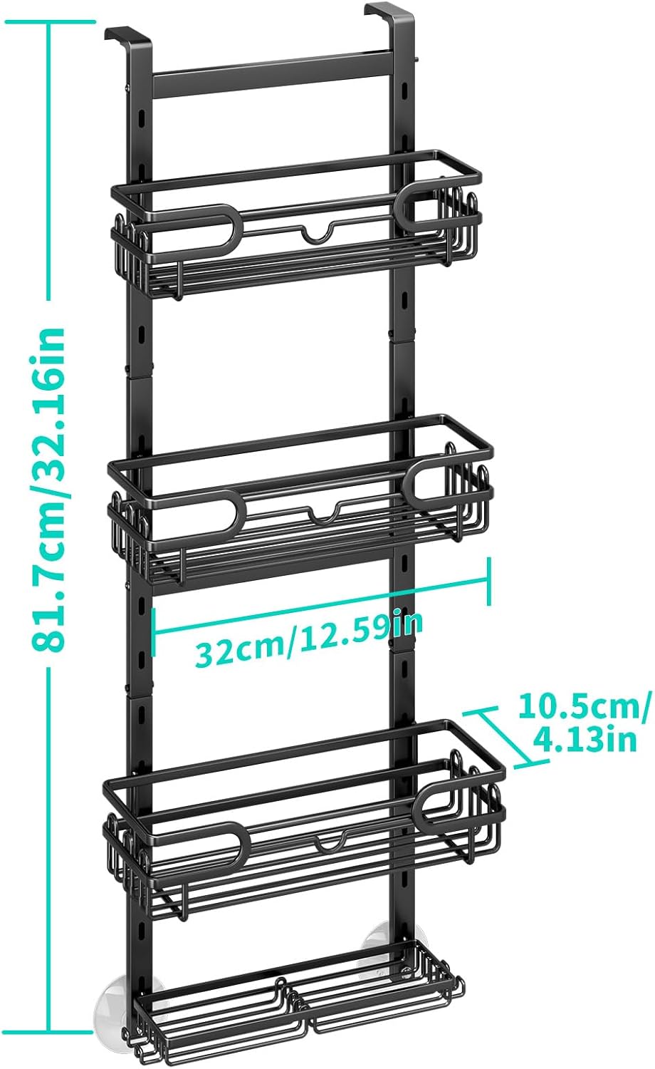 HapiRm Duschablage zum Hängen - Duschregal Hängend Einstellbar mit 4 Duschkorb, Duschablage Ohne Boh