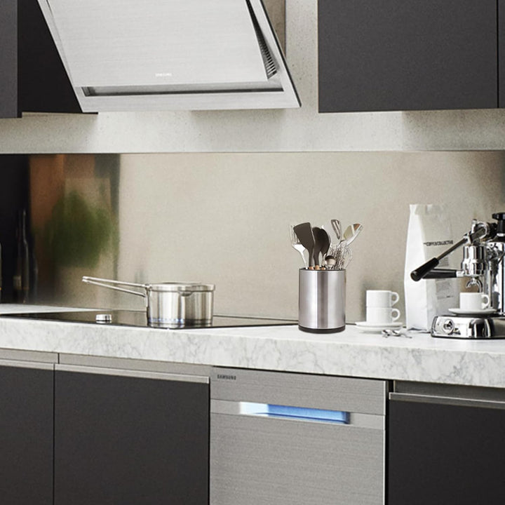 Syfunlv Küchen Utensil Behälter,360° Drehbar Küchenutensilienhalter aus Edelstahl 8.2 x6.7 in Küchen