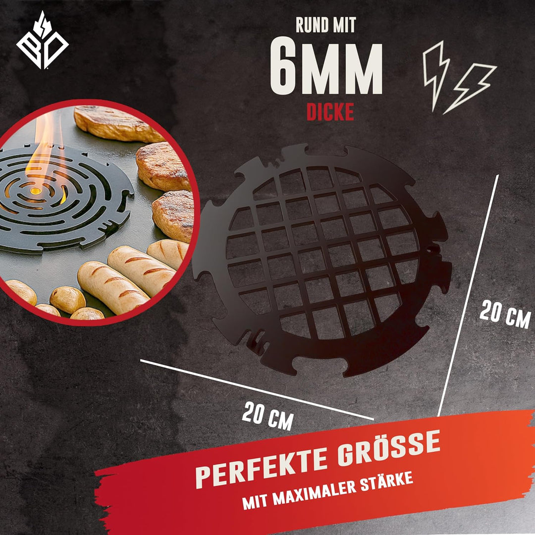 Branding Grillrost 6mm für Feuerplatte | Plancha | Grillplatte mit 20cm Feuerloch