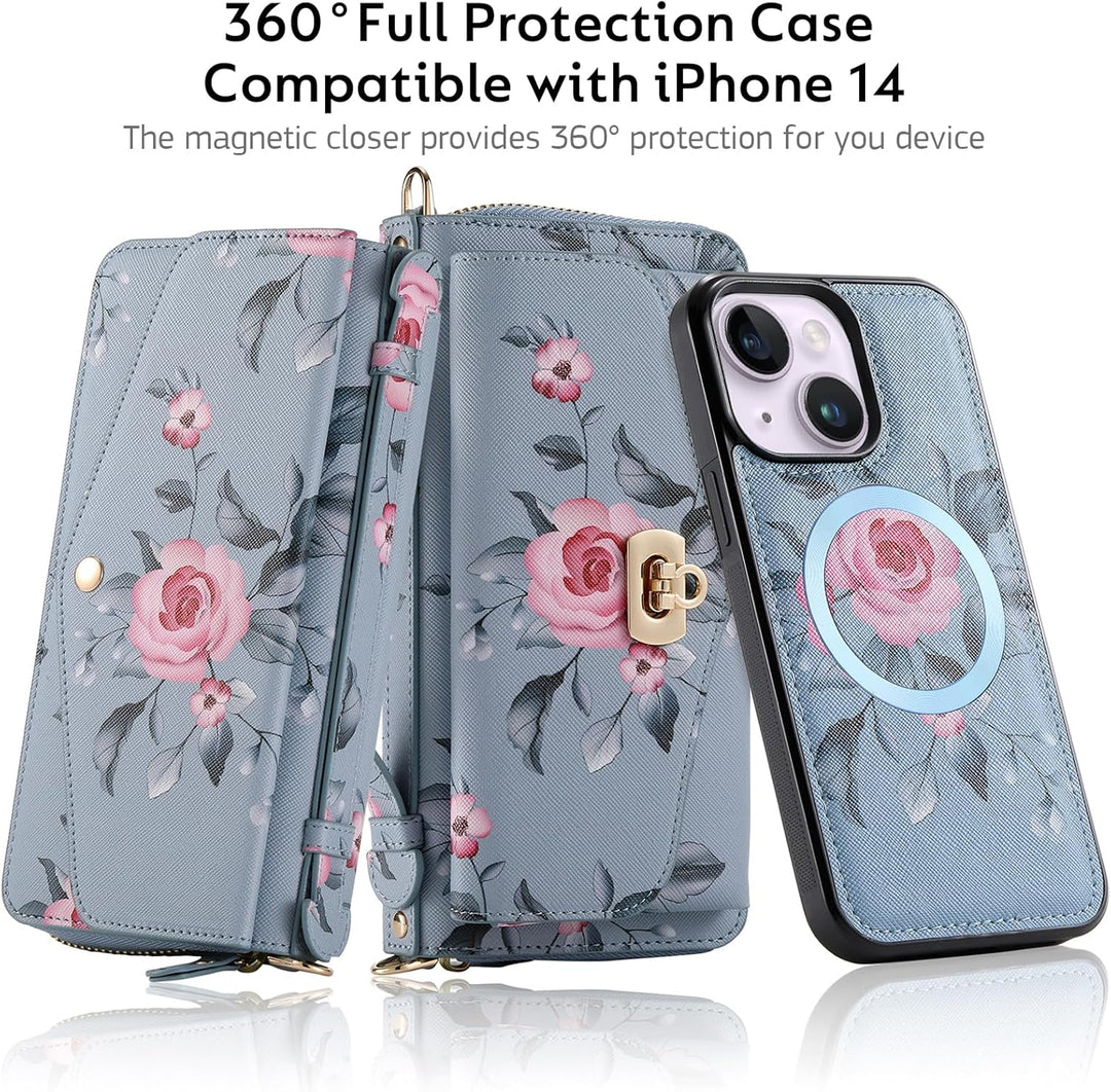 URMAX für iPhone 14 LederHülle Handyhülle [Premium PU Leder] [Kartenfach] [Magnetverschluss] RFID Sc