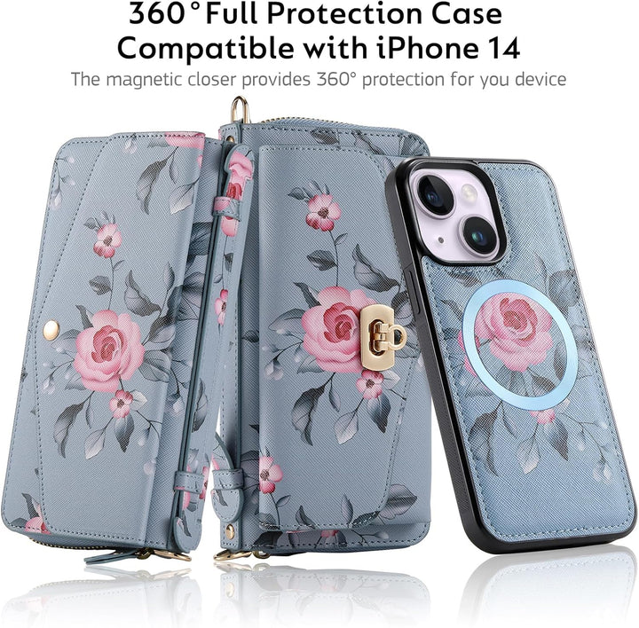 URMAX für iPhone 14 LederHülle Handyhülle [Premium PU Leder] [Kartenfach] [Magnetverschluss] RFID Sc