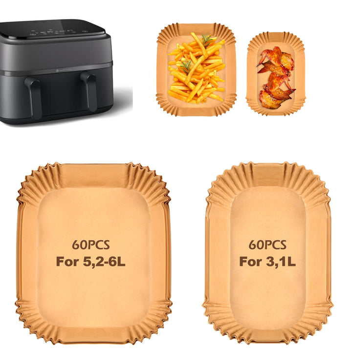 Hivio 120 Stück Airfryer Backpapier für Philips Airfryer Dual Basket 3000 Series 9L/ Dual Easy Fry &