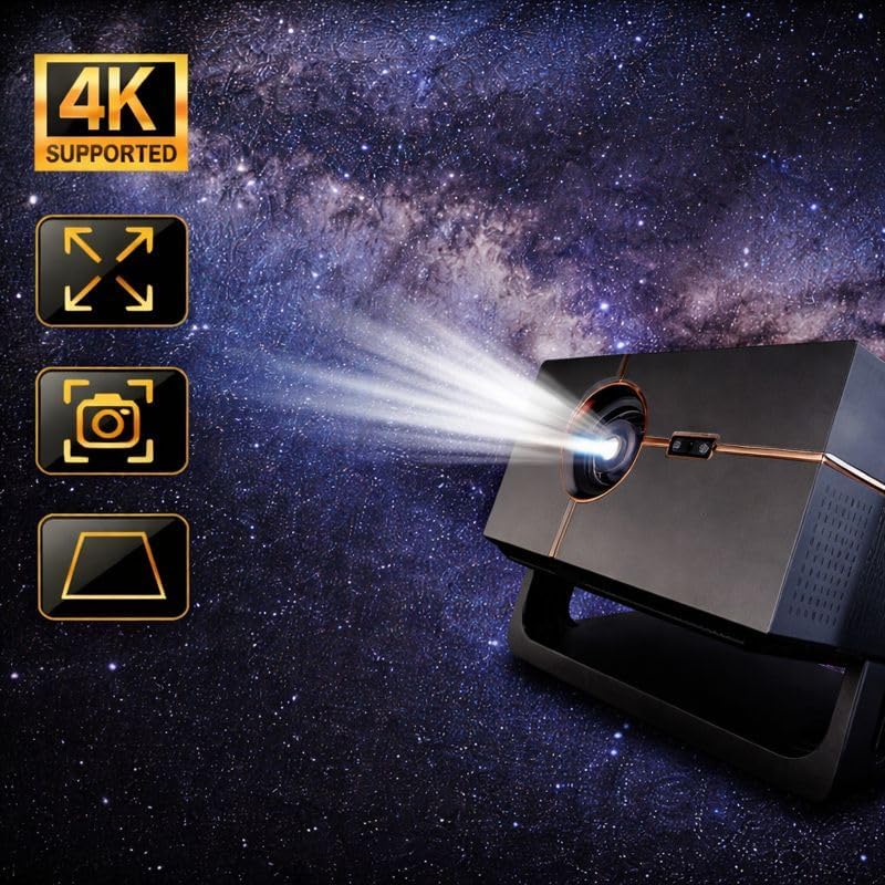 Beamer mit 4K Unterstützung für Heimkino – Beamer Heimkino Projektor 4K mit Autofokus & automatische
