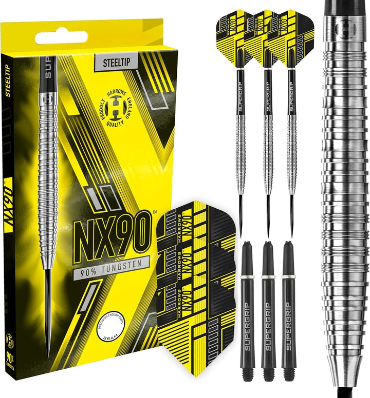 Harrows Steel Darts NX90 90% Tungsten Steeltip Dart Steeldart Hochwertiger Tungsten Dart 26 Gramm, 2