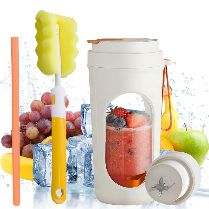 Tragbarer Mixer, 450ml Smoothie Maker, 12-Blatt Portabler Elektrischer Saftpresse, Mini-Mixer 1500 M