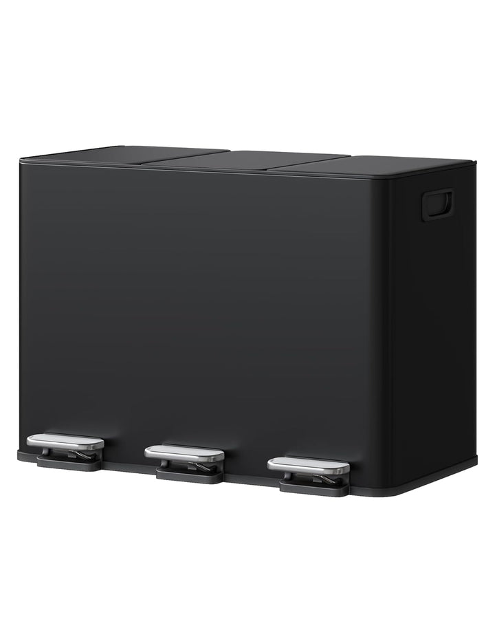Mülleimer Küche 2 x 36 L aus Edelstahl, 2 Fächer Treteimer mit Softclose-Deckel, Abfalleimer mit Rut