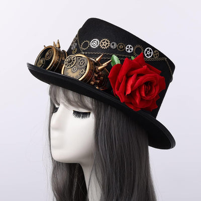 BLESSUME Steampunk Zylinder Hut mit Brille Unisex Fancy Dress (Farbe E, M) Farbe E M, Farbe E M
