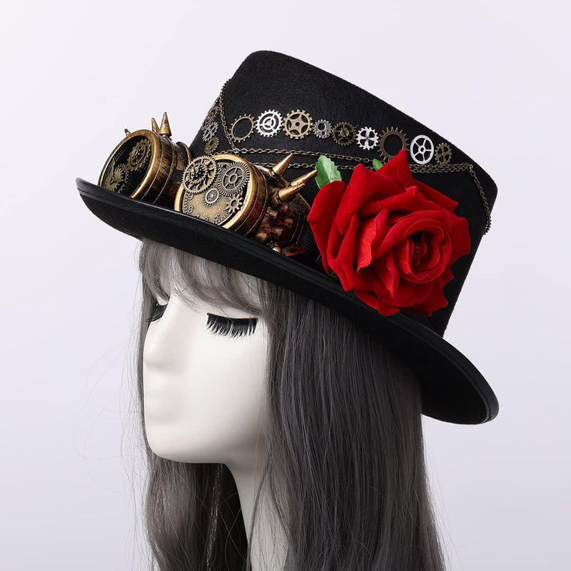 BLESSUME Steampunk Zylinder Hut mit Brille Unisex Fancy Dress (Farbe E, M) Farbe E M, Farbe E M