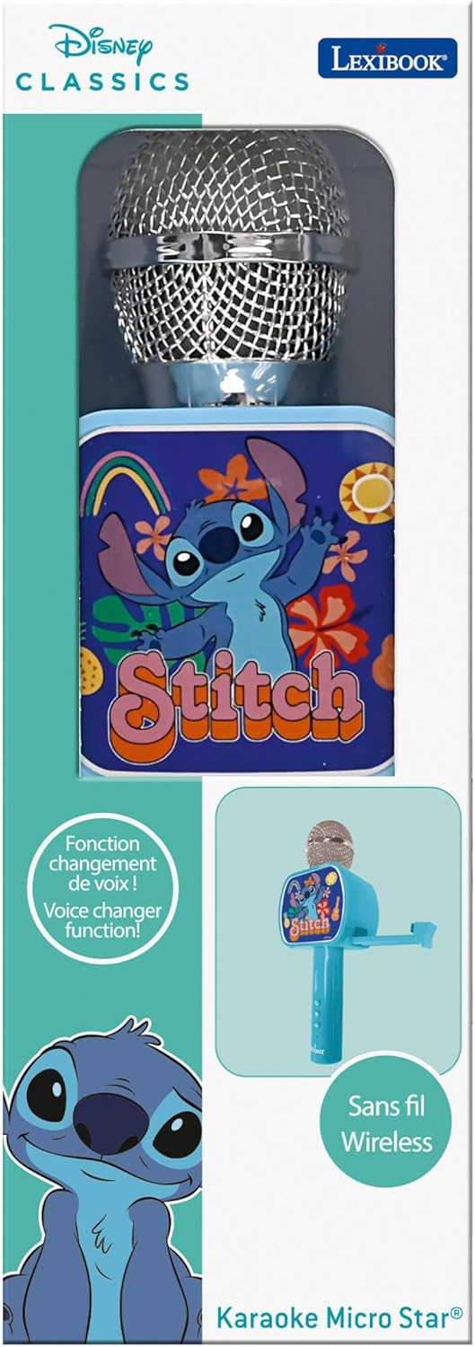 Lexibook, Disney Stitch, Bluetooth®-Mikrofon mit Stimmveränderungsfunktion, integrierter Lautspreche