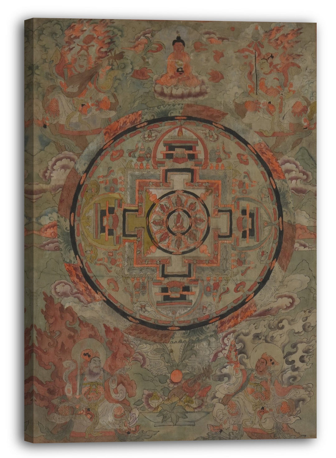 Printed Paintings Leinwand (60x80cm): 19. Jahrhundert - Buddha von Bodhisattvas umgeben 60x80 cm, 60