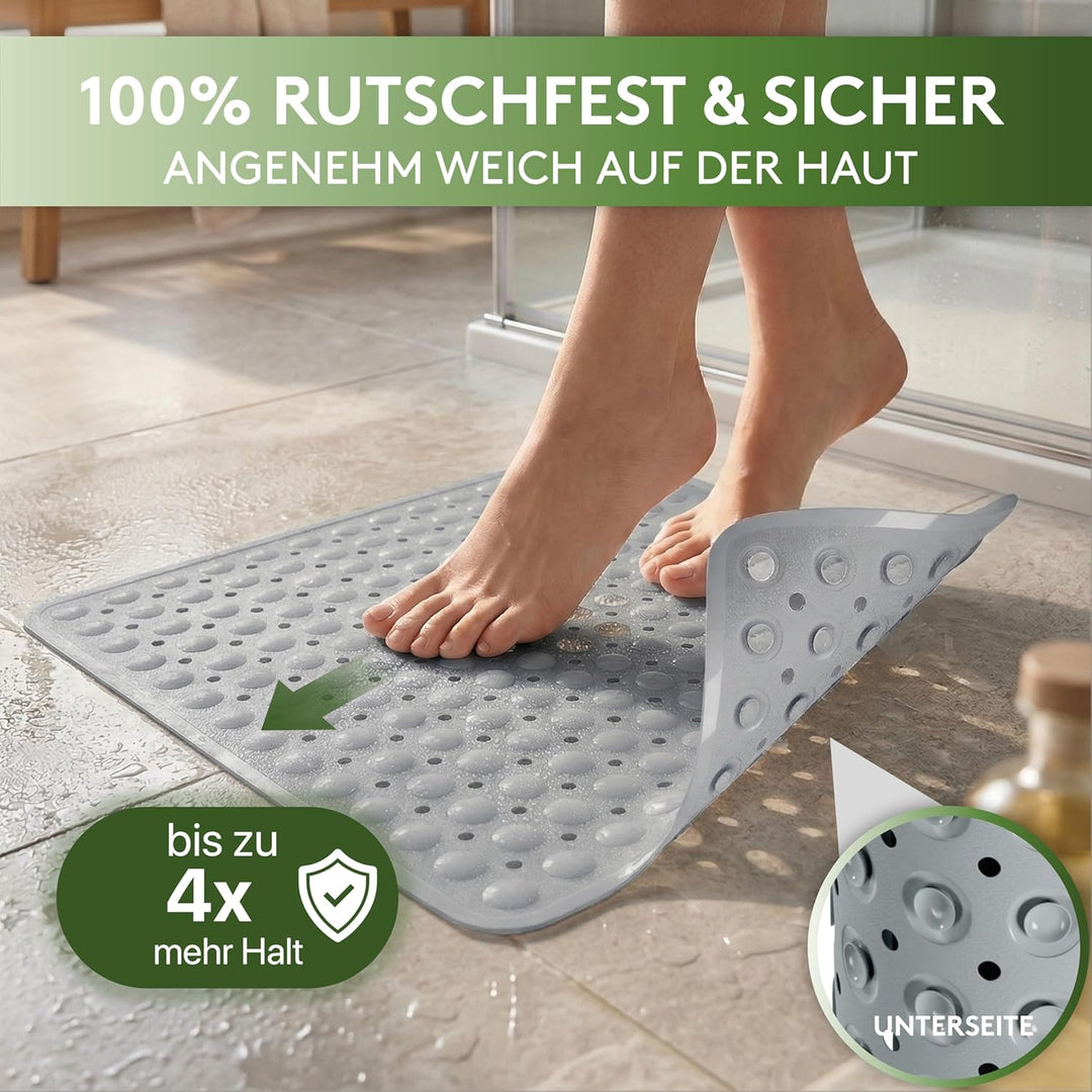 Duschmatte rutschfest 53x53 cm (Grau) - Antirutschmatte für Kinder - Badematte, maschinenwaschbar un