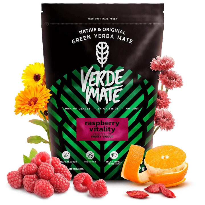 Mate Tee Verde Mate Set - Brasilien Yerba Mate Raspberry 500g - Keramik Mate Becher Isla 220ml, Bomb