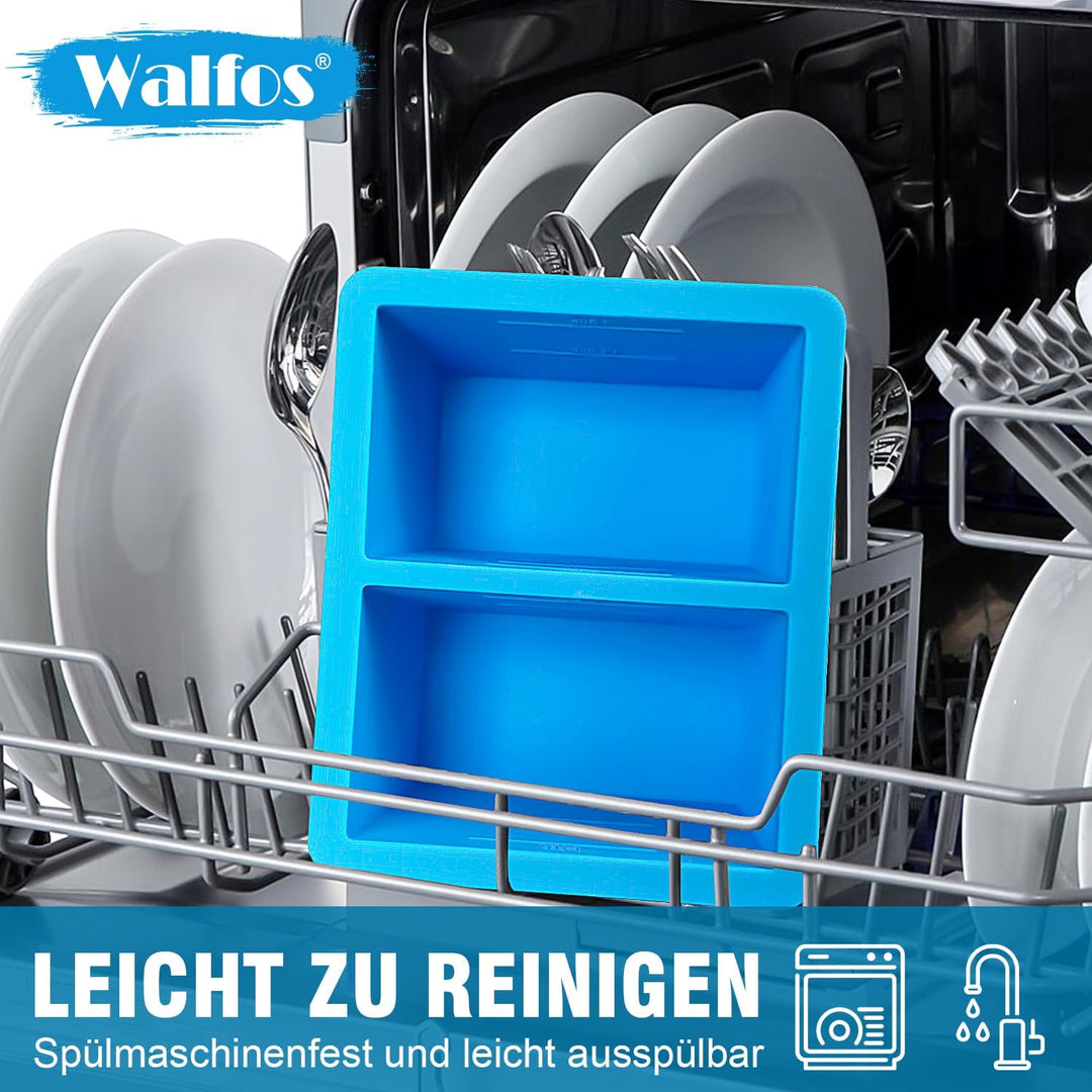 Walfos 1-Tasse Extragrosse Silikon Gefriertablett mit Deckel, 4 Packs Suppe Gefrierschrank Eiswürfel