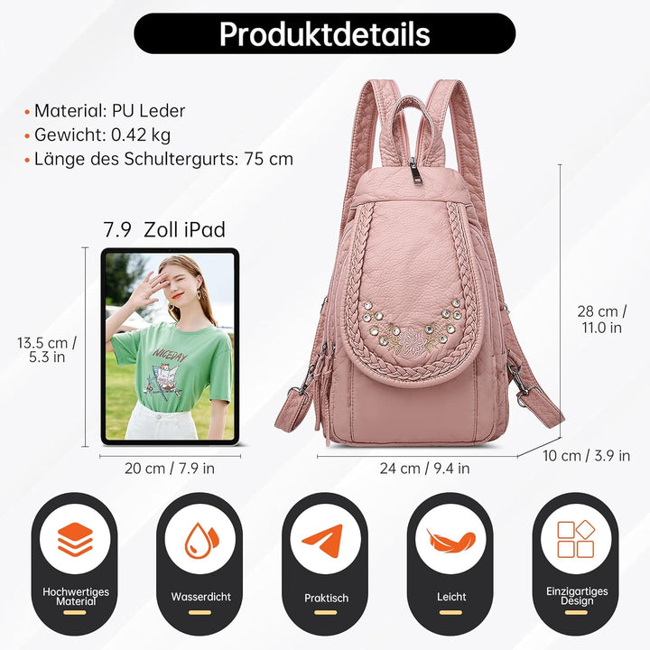 DIRRONA Rucksack Damen Beiläufig Kleine Brusttasche für Damen Multifunktionale Reise Wasserdicht Sch