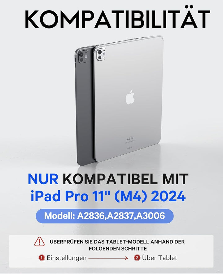 Earto Magic Keyboard Nur für iPad Pro 11 M4 2024, Freischwebendes Stand Tastatur Hülle mit Trackpad