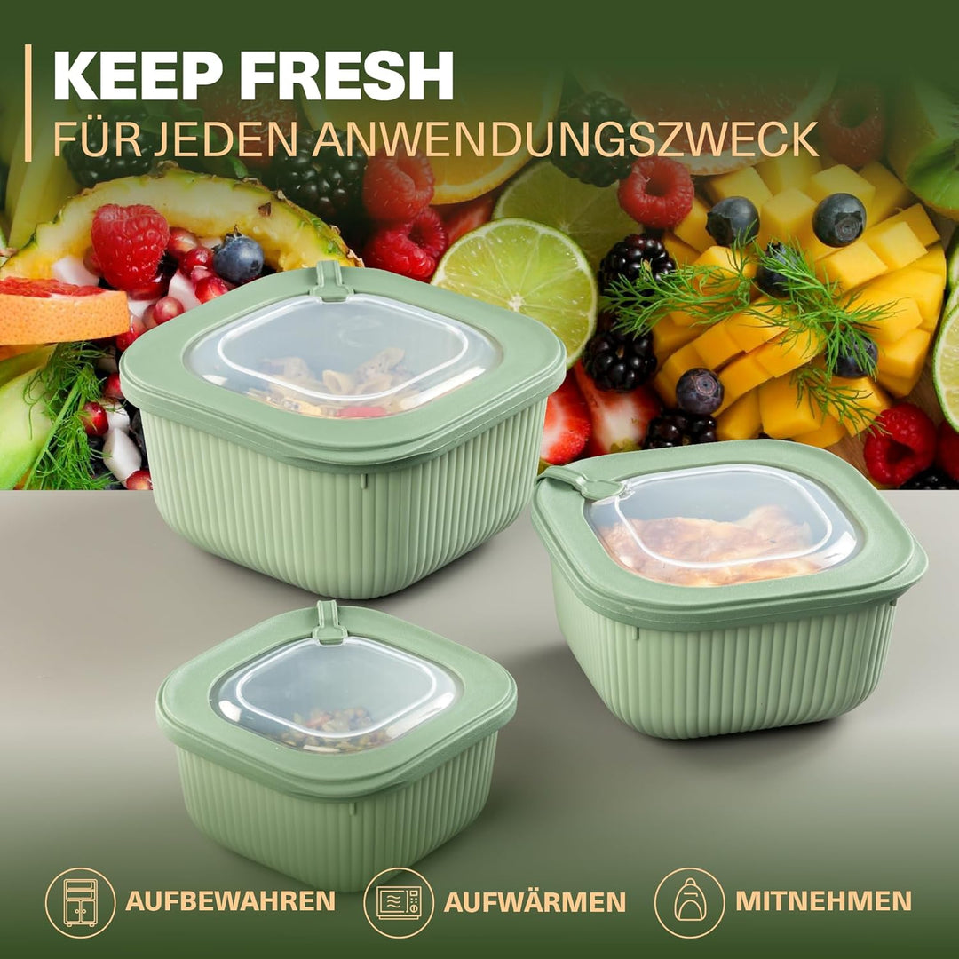 Frischhaltedosen im 9er Set mit transparentem Ventildeckel, Aufbewahrungsbehälter, Küche, stapelbar,