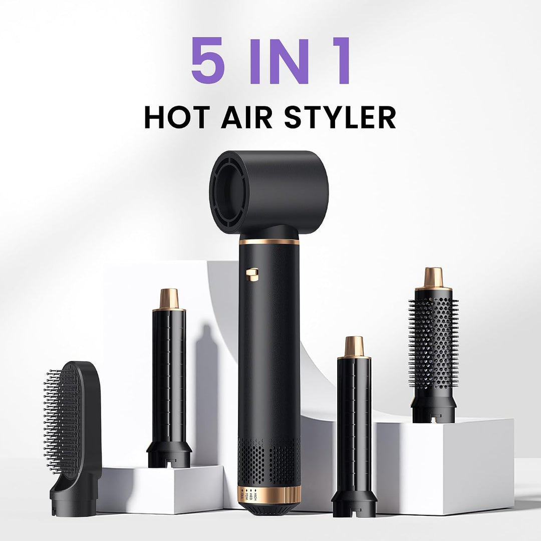 5 in 1 Hairstyler Rundbürstenföhn,Airstyler Lockenstab mit Luft, 3 Temperaturregelung, Föhnbürste, G