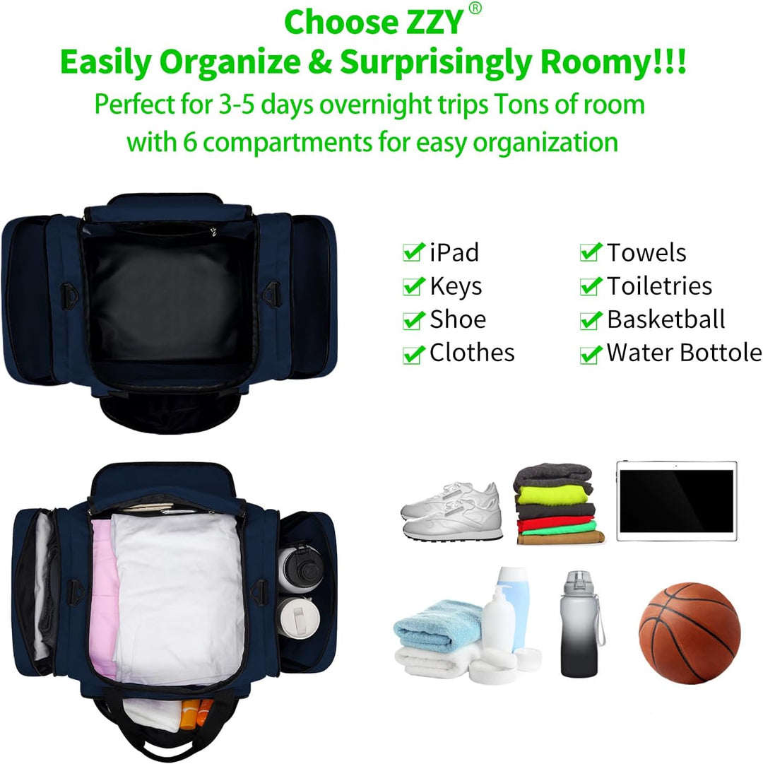 Sporttasche Reisetasche Fitness Tasche mit Schultergurt Wochenendtasche für Damen und Herren (Blau,