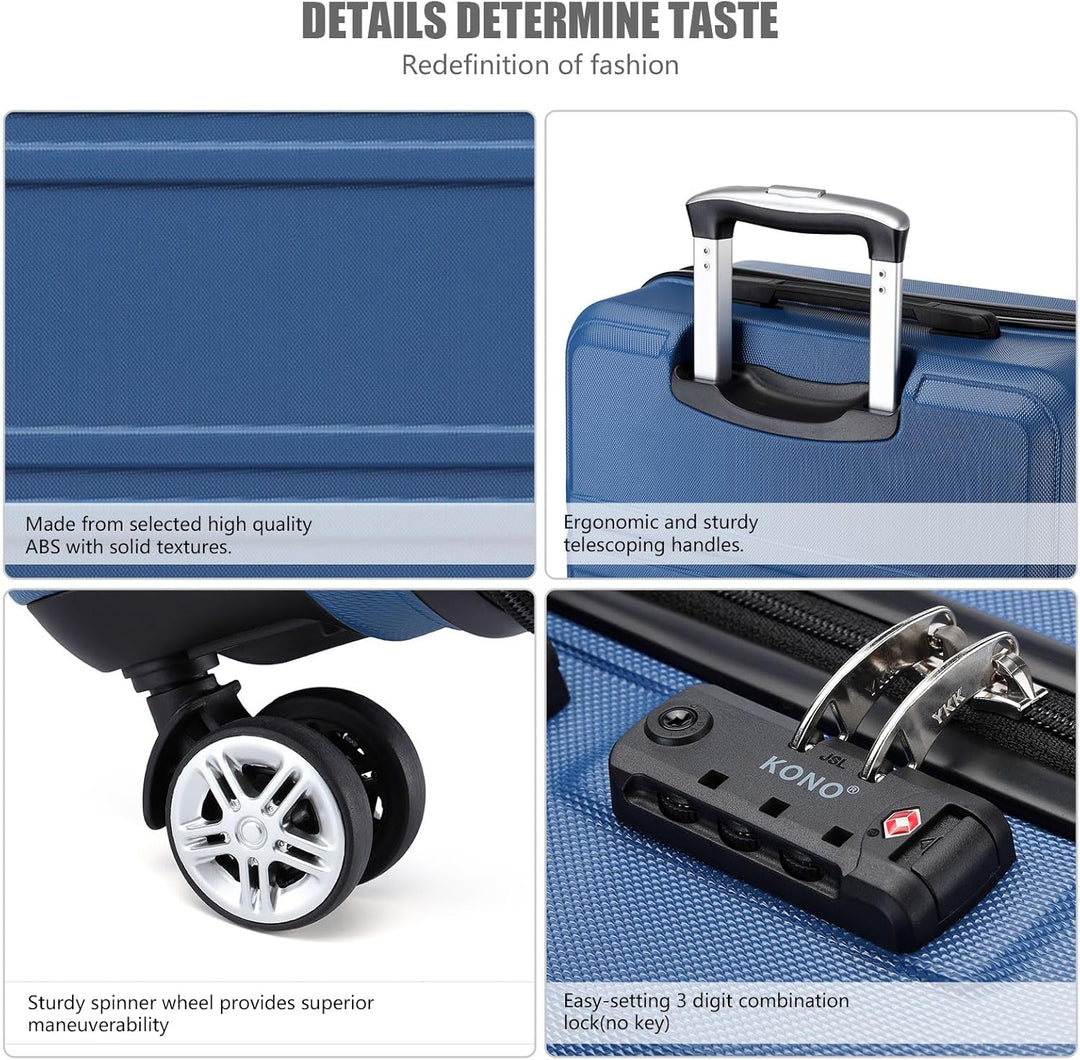 Kono Koffer Trolley Hartschale Handgepäck Zwillingsrollen Leichtgewicht ABS Kabinentrolley Reisekoff