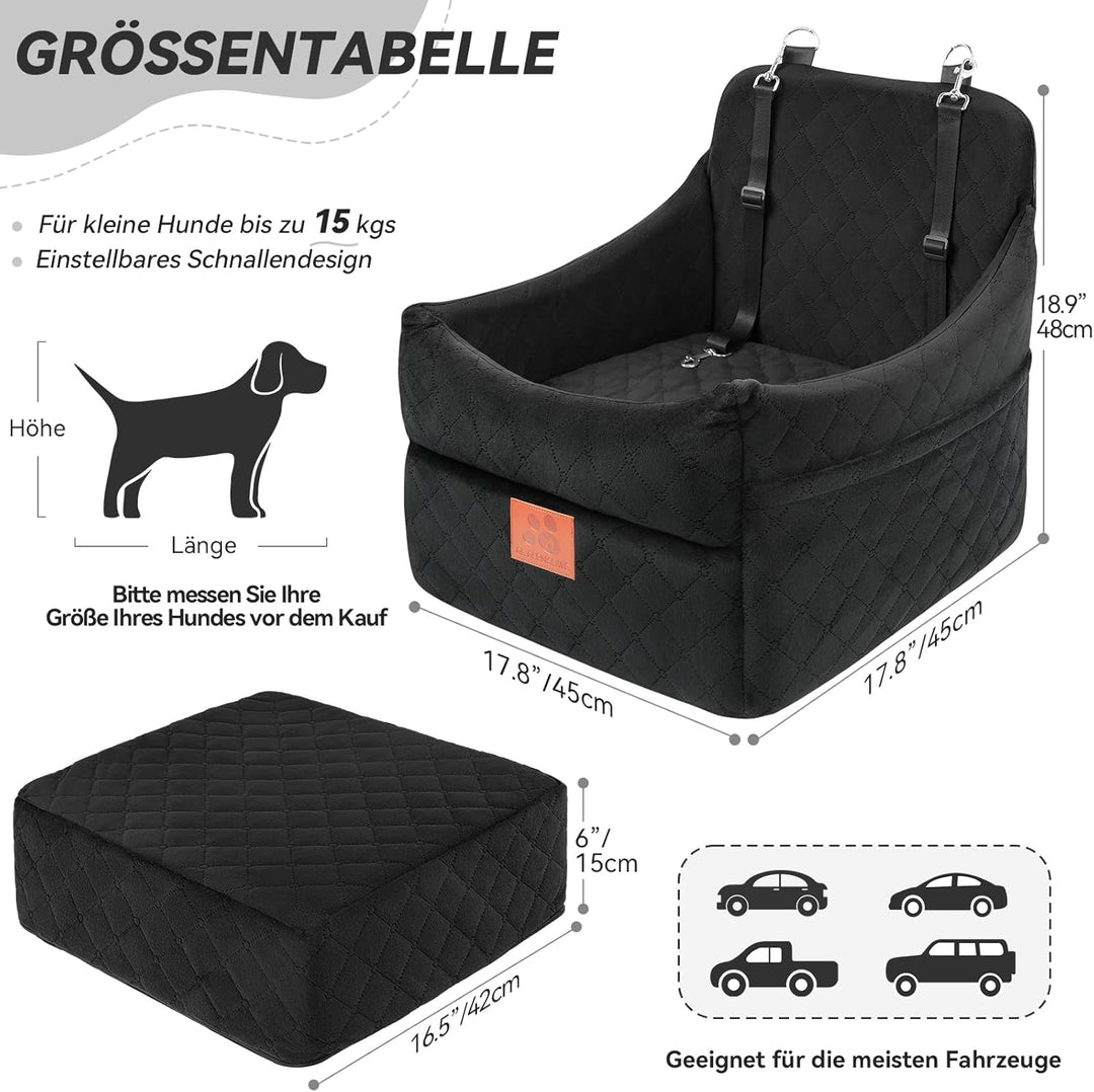 Hunde-Autositz für kleine/mittlere Hunde, Hundeautositz mit Dicker Polsterung unter 35 Pfund, Abnehm