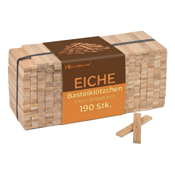 Klötzchenmann Bastelklötzchen ohne Klebeband 22x8x160 mm (Eiche 190 Stück), Eiche 190 Stück