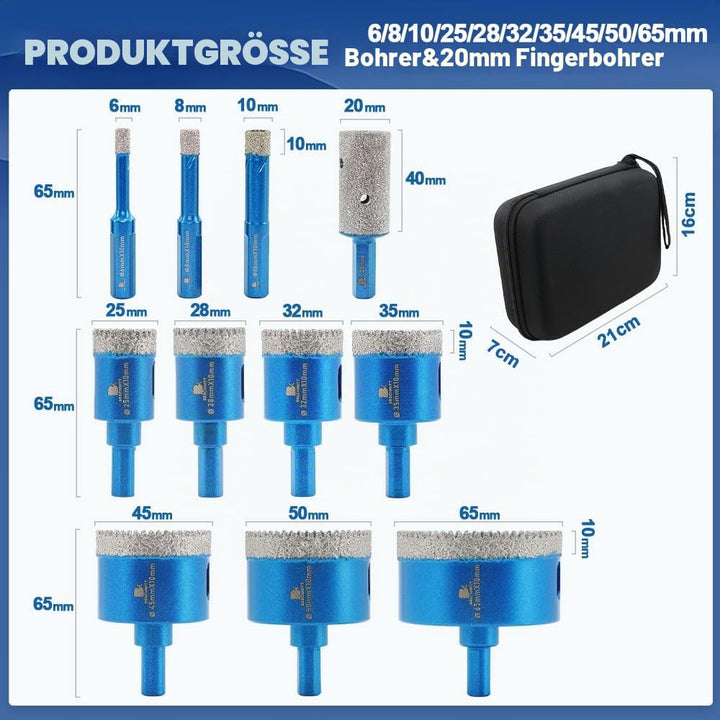 Diamantbohrer Fliesenbohrer Set - BRSCHNITT Diamantbohrer Diamant Fingerfräser für Keramik, Granit,