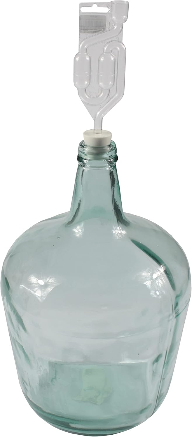 Weinballon + Gärröhrchen + Gummistopfen Gäreimer Glasballon Gärballon Glas (Weinballon SET) (5L), 5L