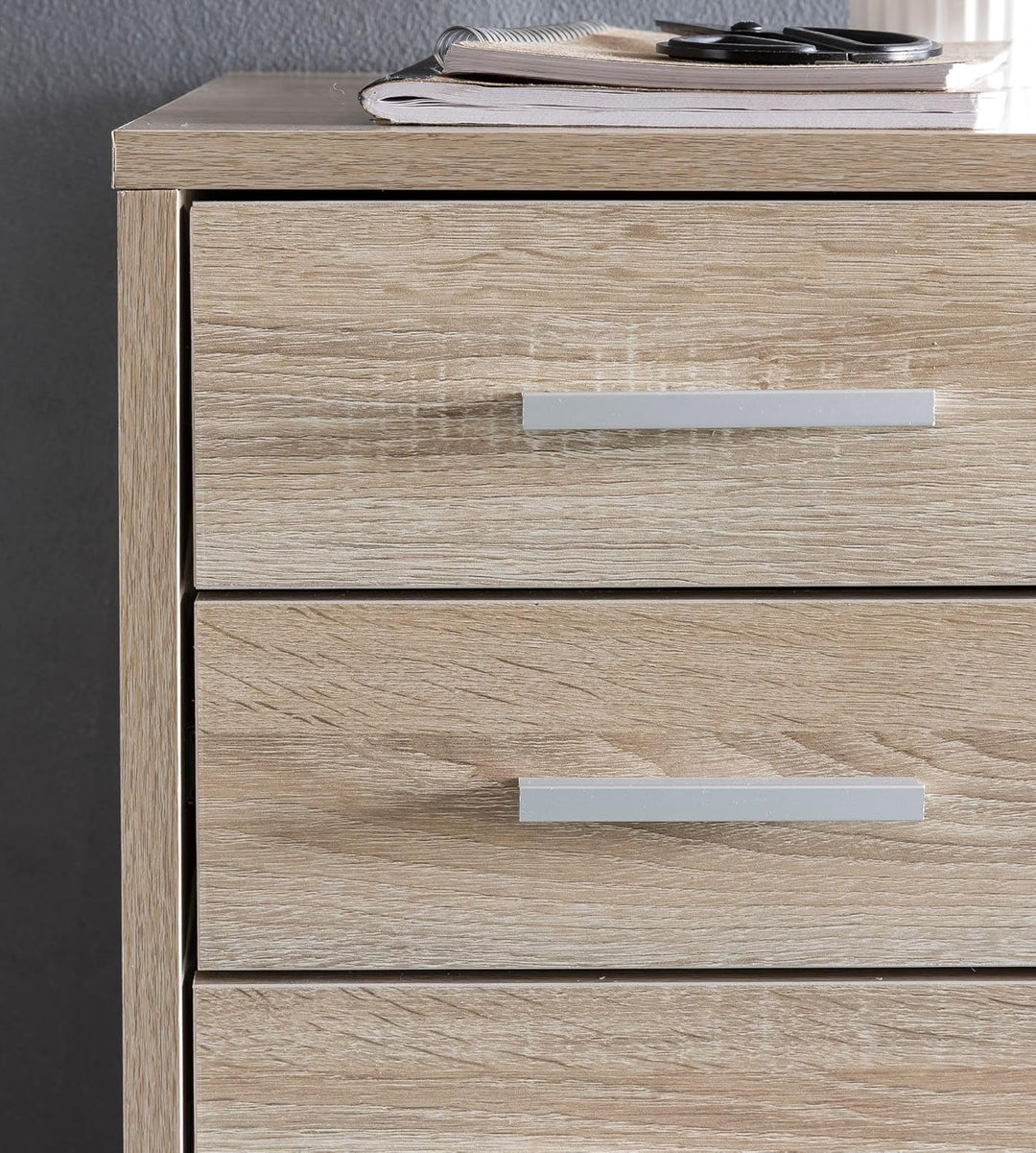 Finebuy Rollcontainer 33 x 63 x 38 cm Holz Schubladenschrank Schreibtisch, Büro Schrank mit 5 Schubl