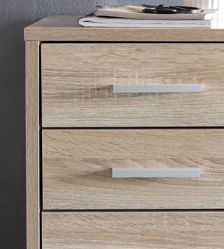 Finebuy Rollcontainer 33 x 63 x 38 cm Holz Schubladenschrank Schreibtisch, Büro Schrank mit 5 Schubl