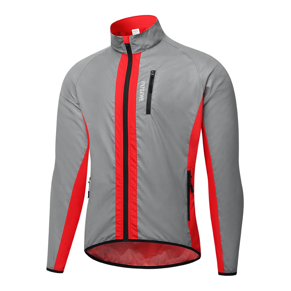 WOSAWE 360 Reflektierende Herren-Sportjacke, Winddicht Wasserabweisend Fahrradjacke Leicht Laufweste