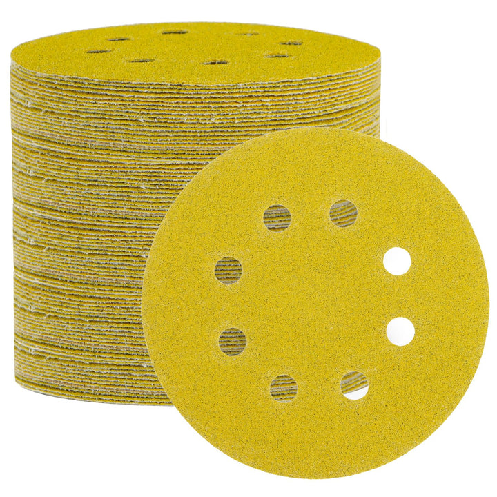 QWORK® 110 Stück Schleifscheiben Sets, 125mm 8-Loch Schleifpapier mit gemischten Körnungen 60/80/100