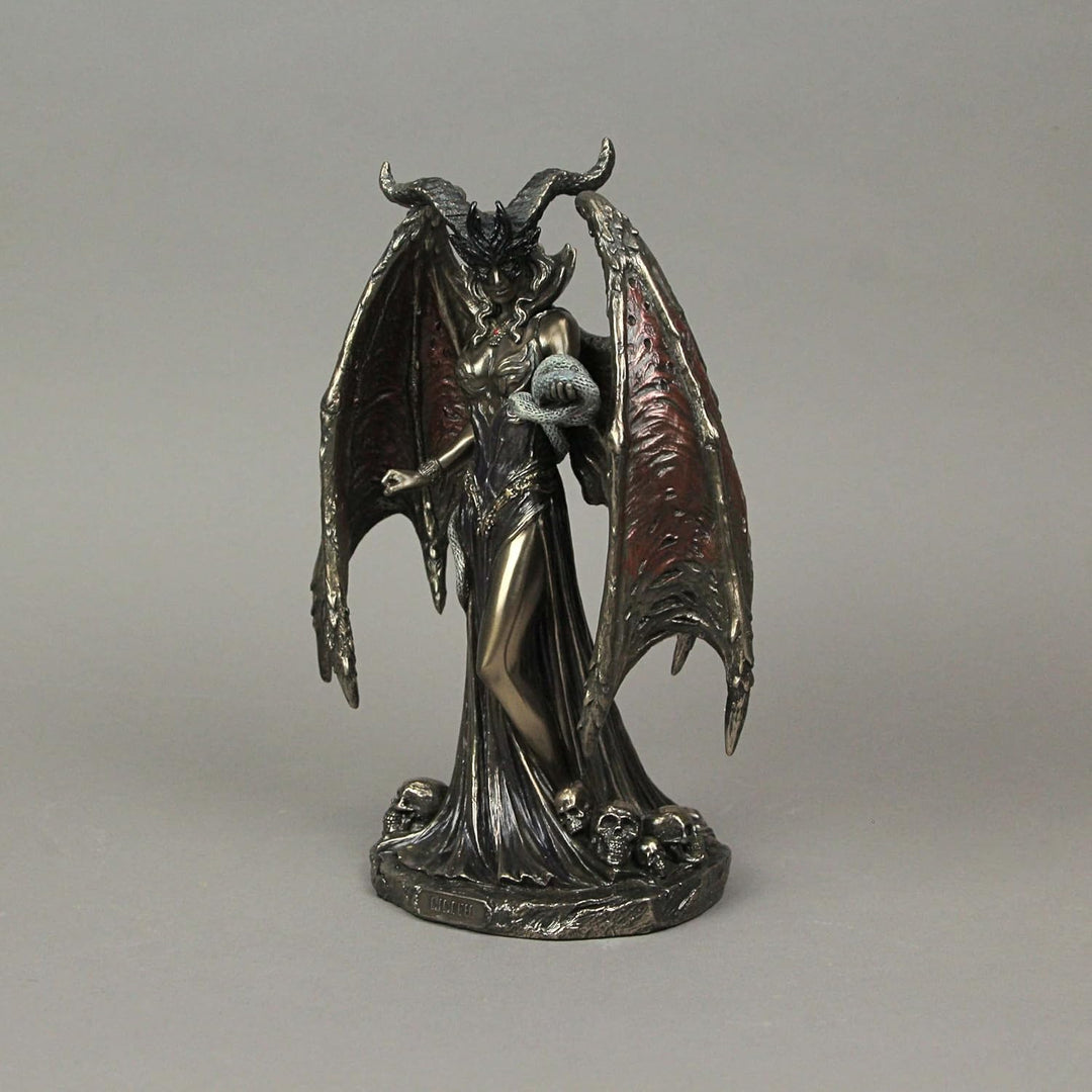 Veronese Design Lilith The First Woman Statue aus kaltgegossenem Kunstharz, Antik-Bronze-Finish, Fan