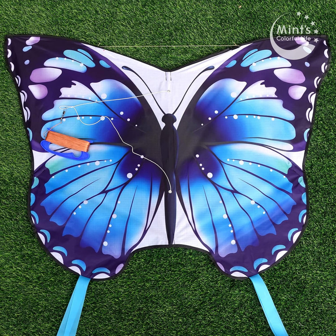 Mint's Colorful Life Schmetterling Drachen flugdrachen für Kinder und Erwachsene. Blau, Blau